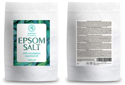 Epsom Bath Salt Eucalyptus 35Oz 1kg with Eucalyptus Essential Oil - 100 Pure Epsom Salts - Magnesium Sulphate Crystals Eucalyptus - Skin Care - Relaxation - Good Sleep