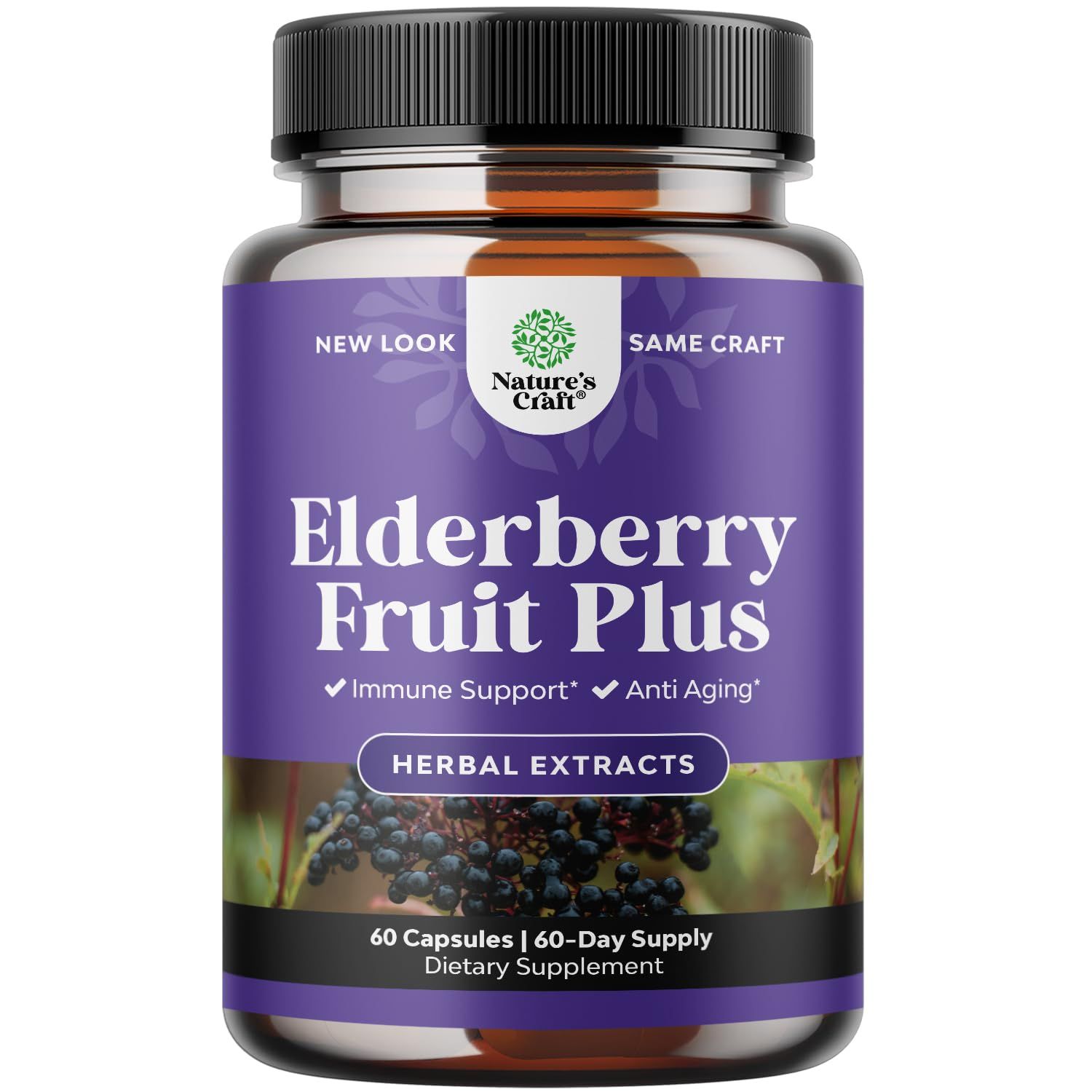 Black Elderberry Capsules Antioxidant Supplement - Elderberry Immune Support Skin Supplement with Skin Vitamins and Sambucus Extract - Immune System Support