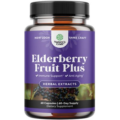Black Elderberry Capsules Antioxidant Supplement - Elderberry Immune Support Skin Supplement with Skin Vitamins and Sambucus Extract - Immune System Support