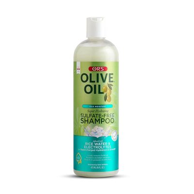 ORS Olive Oil Max Moisture Super Hydrating Sulfate-Free Shampoo, Infused with Rice water and Electrolytes for Supercharged Hydration Growth 16.0 Ounce (Pack of 2)