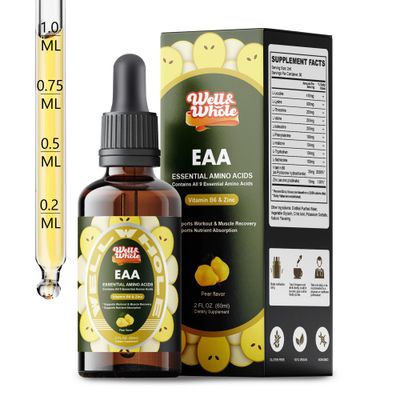 Essential Amino Acid (EAA) Liquid Drops Liver Support Liquid Supplement Complete Recovery Formula with Vitamin B6 Zinc, Muscle Liver Health, Immune Function, Non-GMO, Vegan-Friendly, 2 Fl Oz