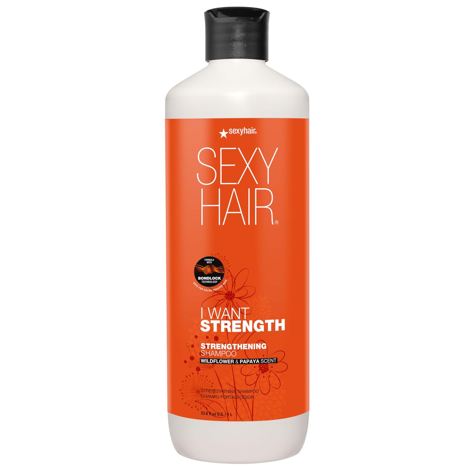 SEXYHAIR I WANT STRENGTH Shampoo, 33.8oz 73 Less Breakage Safe for Color-Treated Hair All Hair Types