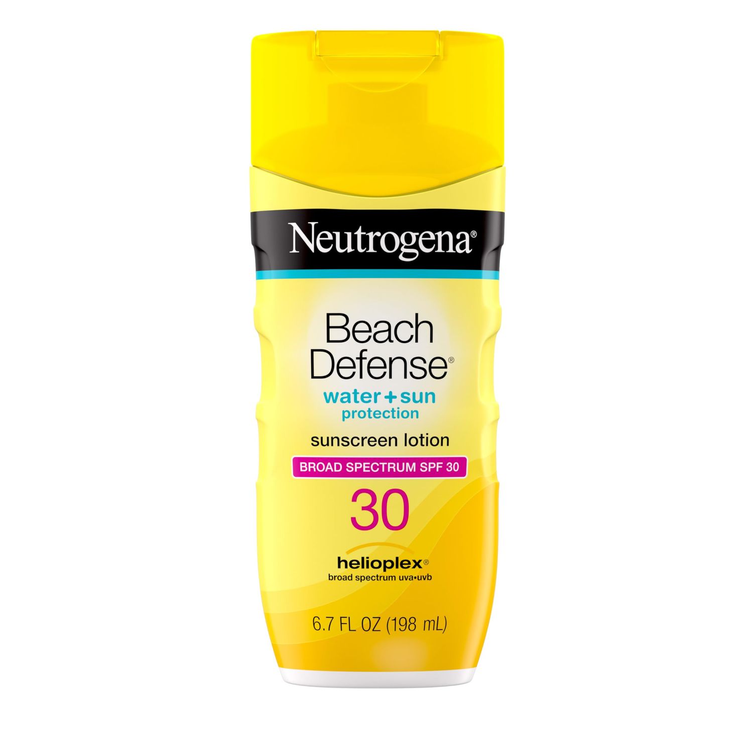 Neutrogena Beach Defense Water-Resistant Sunscreen Lotion with Broad Spectrum SPF 30, Oil-Free and PABA-Free Oxybenzone-Free Sunscreen Lotion, UVAUVB Sun Protection, SPF 30, 6.7 fl. oz