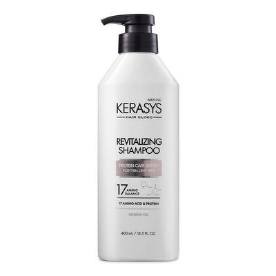 Kerasys Hair Clinic Protein Care System for Thin Limp Hair Rosehip Oil REVITALIZING 13.5 fl oz 400 ml (Shampoo 1-Pack)