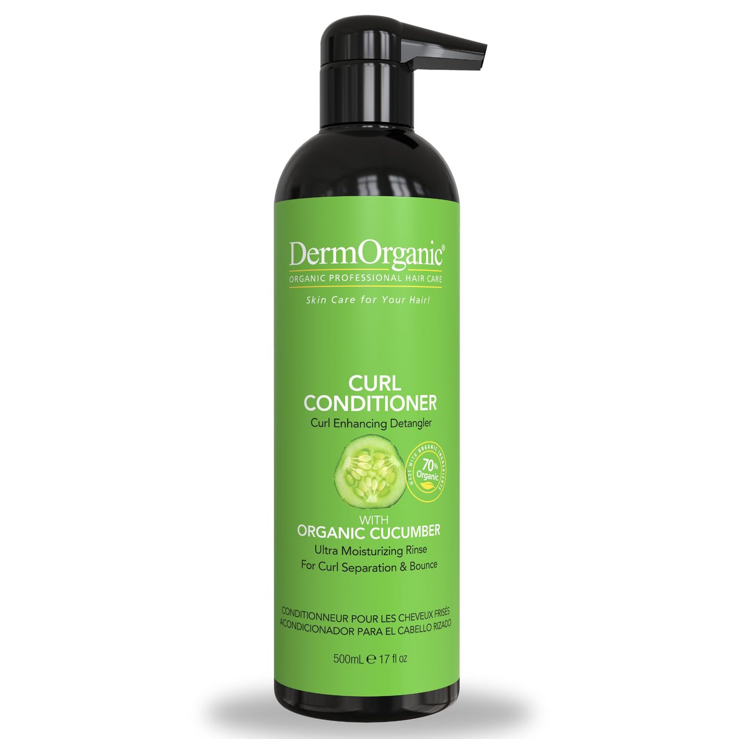 DermOrganic Organic Cucumber Curl Care Conditioner - Sulfate-Free, Color Safe, Hydrating, 17 oz