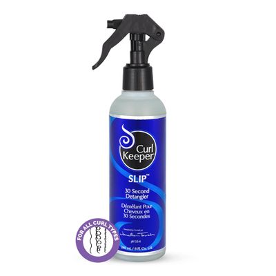 Curl Keeper Slip Hair Detangler Spray for Curly Hair, 8 Fl Oz - Leave In Conditioner Spray for Men, Women Kids - Water-Based Detangling Spray Loosens Knots Tangles with Aloe Vera Silk Protein