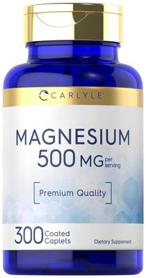 Carlyle Magnesium 500mg 300 Coated Caplets Vegetarian, Non-GMO, and Gluten Free Supplement