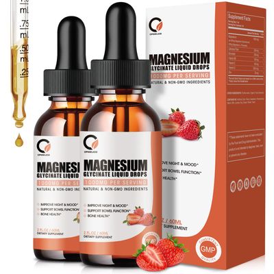 ORGEUOS Magnesium Glycinate Liquid Drops,1000 mg Liquid Magnesium Supplement with Bromelain, Vitamin B6 C D, High Absorption Magnesium Complex for Night, Muscle Energy Support, 2 Fl Oz (Pack of 2)