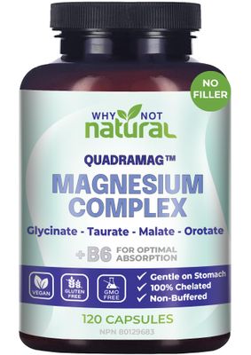 4-in-1 Magnesium Complex Supplement - Glycinate, Taurate, Malate, Orotate Blend - 300 mg per Serving, 120 Capsules