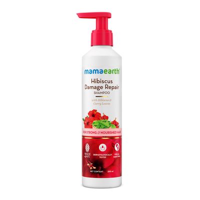MAMAEARTH Hibiscus Shampoo with Curry Leaves for Strong Nourished Hair Gently Cleanses Repairs Damaged Hair Color-Safe Sulfate-Free 8.45 Fl Oz250 ml