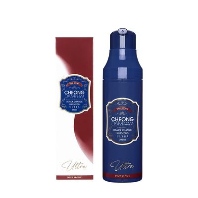 Korean dye shampoo CHEONGDAM STYLE FOREST BLACK CHANGE SHAMPOO Ultra Wine Brown Hair Darkening Volume Peptide Ceramide Hyaluronic Acid Vegetable Oil Enhanced Gray Hair Coverage in 3 Uses, 6.7 oz