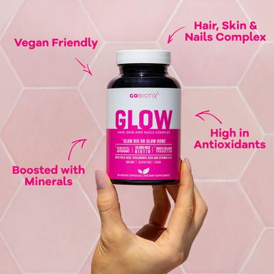 GOBIOTIX Hair Skin and Nails Vitamin Supplement - Biotin Pills with Hyaluronic Acid, Folate, Iron, Magnesium, and Zinc - Collagen Production, Hair Growth (2 Pack)