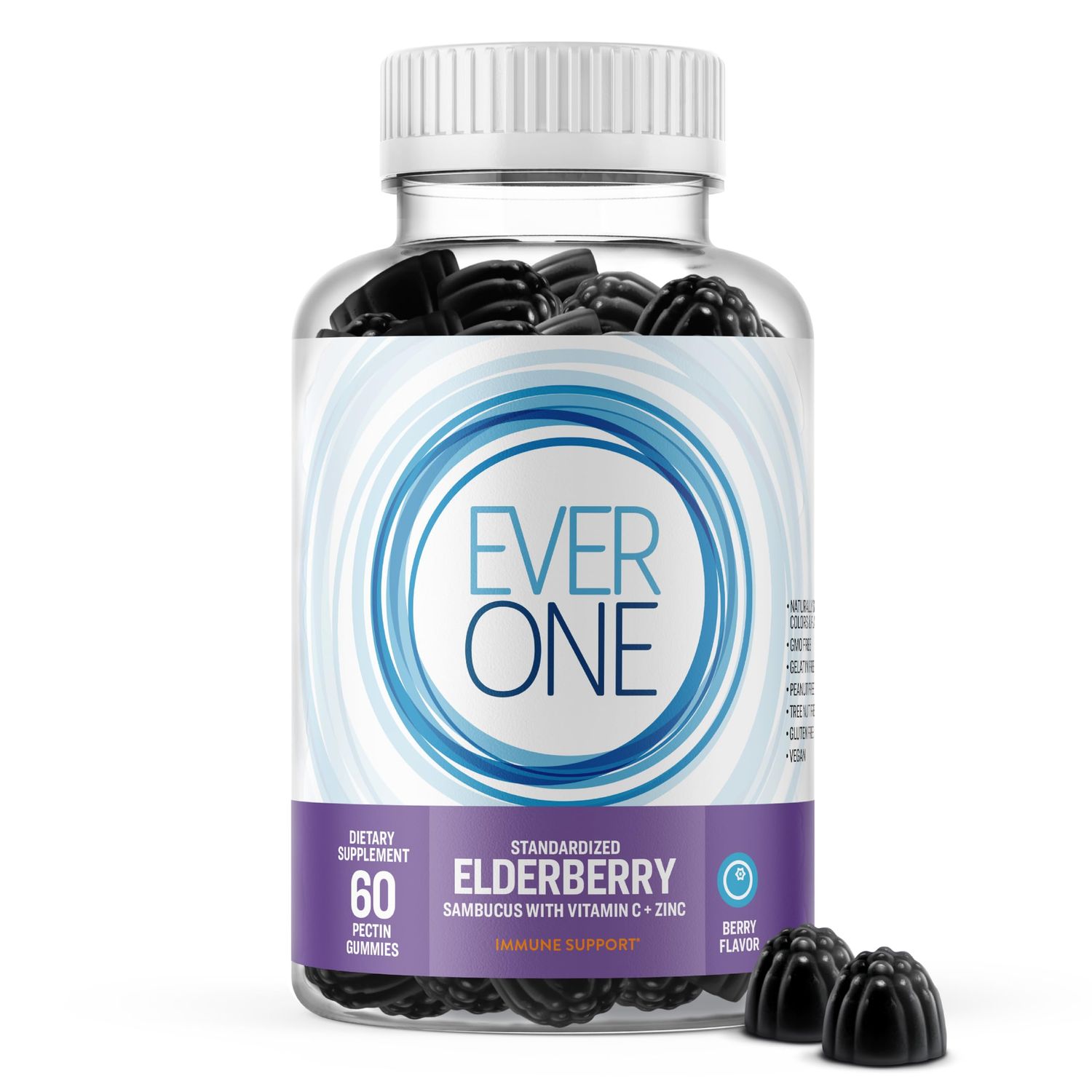 Sambucus Elderberry Gummies for Adults with Vitamin C and Zinc- Immune Support Supplement - Vegan, Gelatin Free, Gluten Free, GMO Free- Delicious Berry Flavored, Black Elderberry Immune Gummy Vitamins