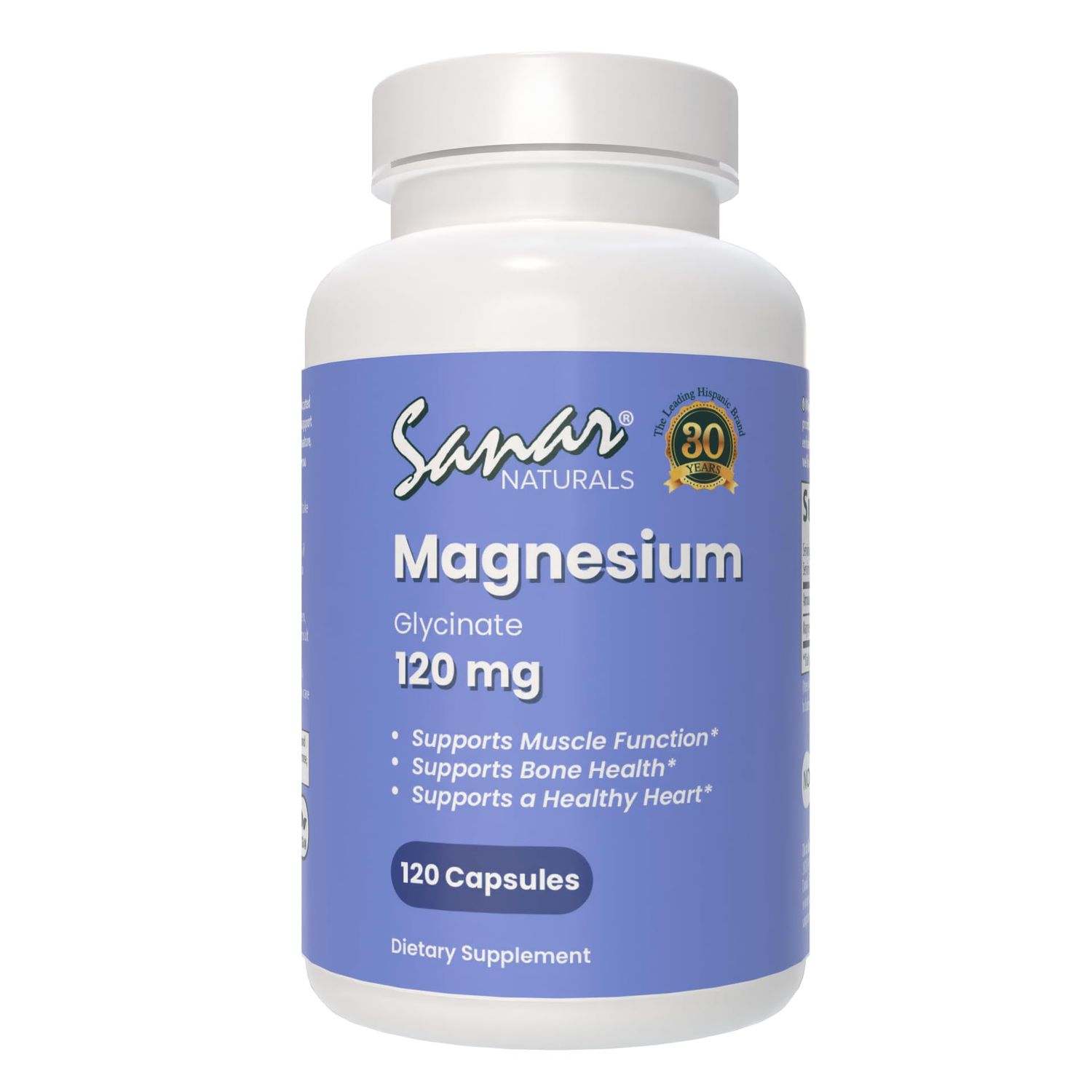 Sanar Naturals Magnesium Glycinate - Supports Muscle Health, and Energy Management - Non-GMO, Gluten Free, Magnesium Supplement,120 Capsules