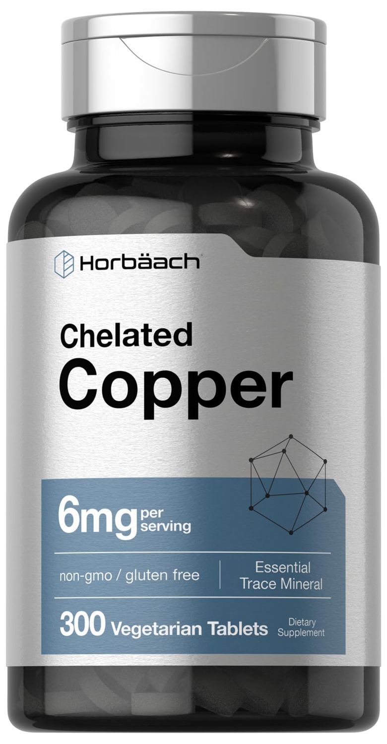 Horb ach Chelated Copper Supplement 6mg 300 Tablets Essential Trace Mineral Vegetarian, Non-GMO, Gluten Free