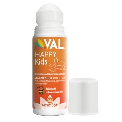 VAL Magnesium Roll-On for Kids Gentle Zechstein Magnesium Chloride Relaxation for Daytime Bedtime Calm Mood Support with Chamomile, Shea Butter Essential Oils USA Made 3oz