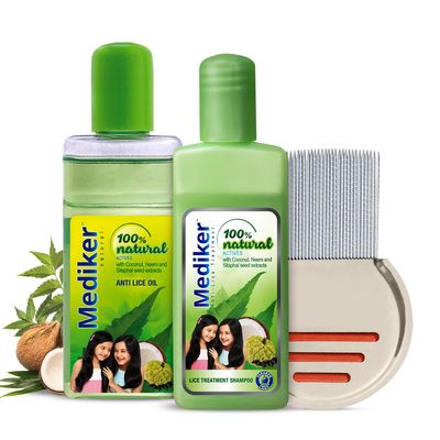 Mediker Shampoo Oil with Neem Coconut Hair Oil, Shampoo, Comb 50 ml Pack of 3