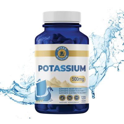 Vykee Nutrition Potassium Citrate Capsules - High-Potency 500mg Potassium Per Serving Supports Muscle Function, Electrolyte Balance Heart Health Vegan, Non-GMO, 120 Capsules