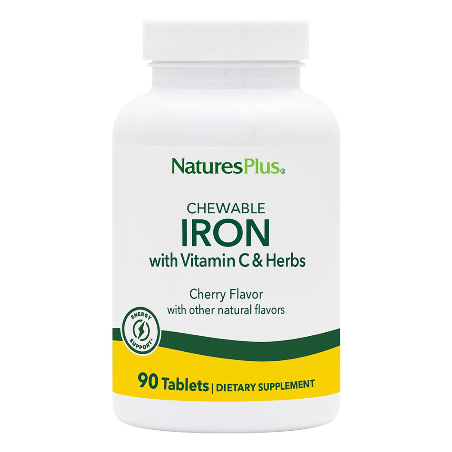 NaturesPlus Chewable Iron - 27 mg , 90 Chewable Tablets - High Potency Supplement with Vitamin C Herbs , Promotes Healthy Blood , Natural Energy - Vegetarian , Gluten-Free - 90 Servings