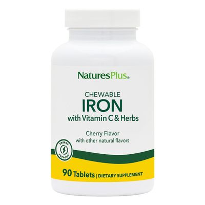 NaturesPlus Chewable Iron - 27 mg , 90 Chewable Tablets - High Potency Supplement with Vitamin C Herbs , Promotes Healthy Blood , Natural Energy - Vegetarian , Gluten-Free - 90 Servings