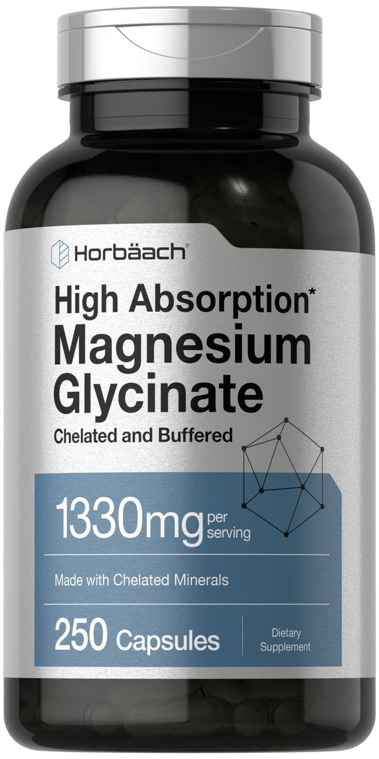 Horb ach Buffered Magnesium Glycinate 1330mg 250 Capsules with Chelated Minerals Non-GMO, Gluten Free