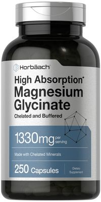 Horb ach Buffered Magnesium Glycinate 1330mg 250 Capsules with Chelated Minerals Non-GMO, Gluten Free