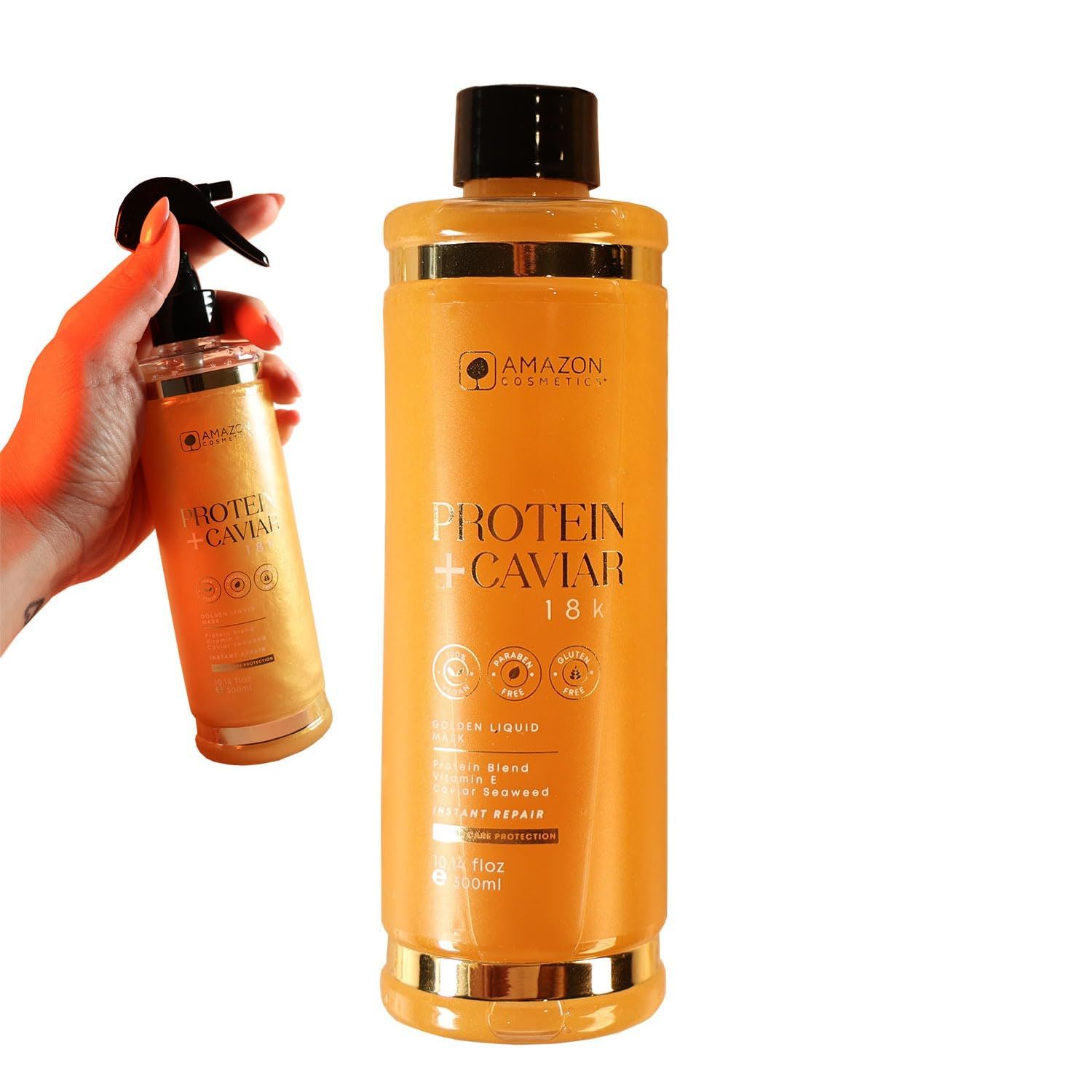 AMAZON COSMETICS Hair Conditioner for Soft, Smooth Hair - Protects, Restores Hydrates - Comes with Spray Cap - Contains Premium Seaweed Caviar Proteins - Citrus Scent - 10 Oz