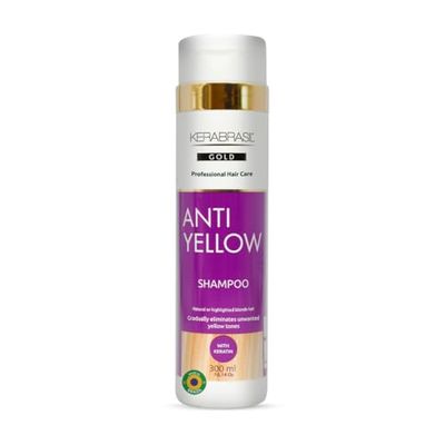 Kerabrasil Antiyellow Shampoo 300ml Neutralizes Brassiness, Enhances Blonde Tones Pearlized Radiance for Cool, Bright Blonde Deep Hydration Formula Perfect for Natural Color-Treated Hair