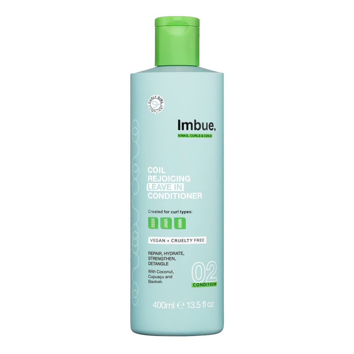 Imbue Leave-in Curly Hair Conditioner, 4A-4C Natural Hair Friendly, 13.5 Fl Oz, Curl Cream, Paraben Free, Cruelty Free, Vegan, For Dry Frizzy Wavy Curls Coily Hair
