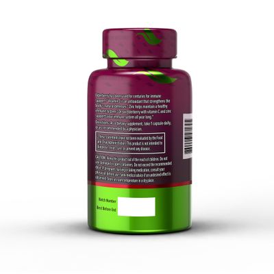 ORZAX Elderberry Capsules - Immune Support Supplement with Elderberry Vitamin C and Zinc - Antioxidants Supplement for Women and Men (60 Vegetable Capsules)