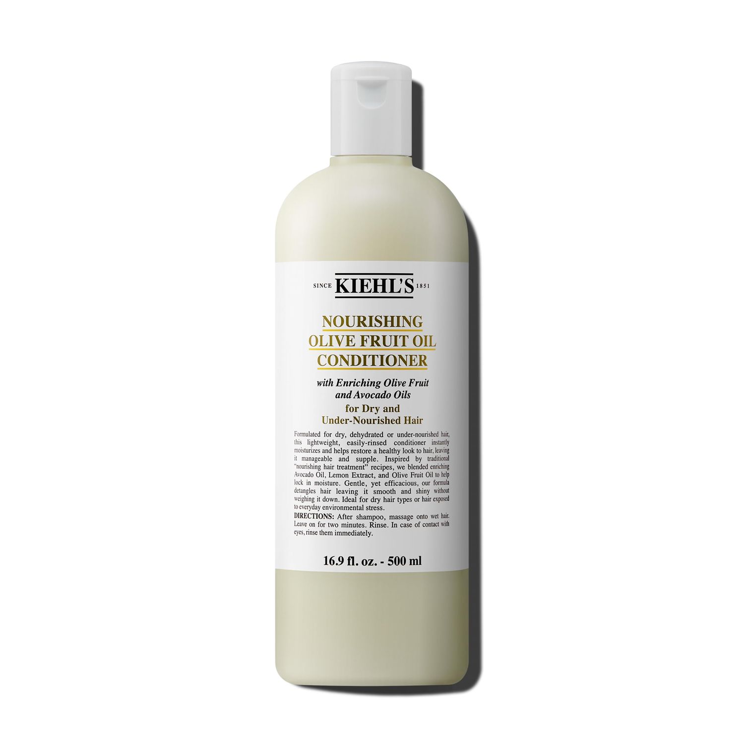 Kiehl&#39;s Nourishing Olive Fruit Oil Conditioner, Moisturizing Hair Conditioner for Dry Damaged Hair, Promotes Shine, Helps Detangle, Lightweight Formula, with Avocado Oil Lemon Oil - 16.9 fl oz