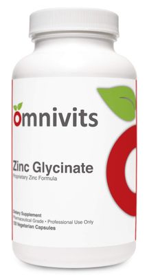 Zinc Glycinate Zinc Bisglycinate Chelate 20mg Immune Support, Antioxidant 120 Vegetarian Capsules Omnivits