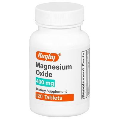 Rugby Magnesium Oxide 400 mg Tablets - Dietary Supplement - Gluten-Free - 120 Tablets (1 Pack)