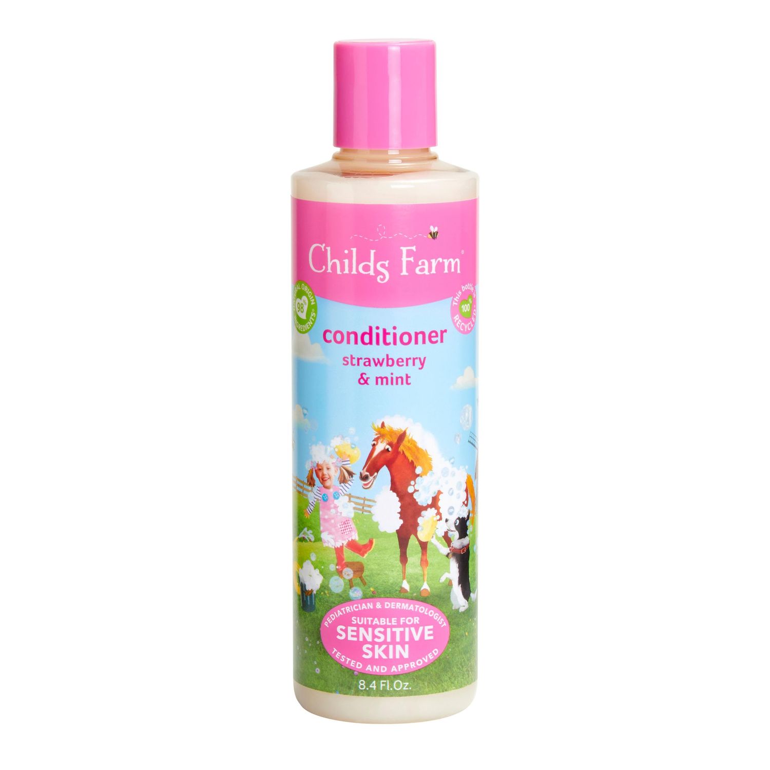 Childs Farm, Kids Hair Conditioner for Dry, Sensitive Skin Scalp, Strawberry Organic Mint, Conditions Nourishes, Vegan, Cruelty-Free, 8.4 Fl Oz