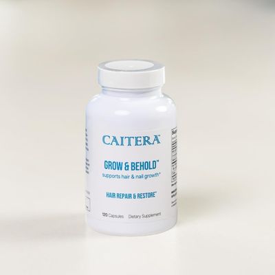 Caitera Grow Behold Clinically Tested Dietary Supplement for Thinning Hair Saw Palmetto, Biotin, Zinc Selenium to Support Hair Growth, Vitality, Shine Fullness Vegan 120 Capsules