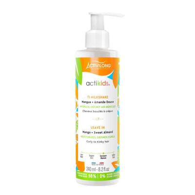 Activilong Actikids Milkshake Leave-In - Moisturize and Define Kids Curls! - Enriched with Organic Sweet Almond Oil and Mango Butter - No More Knots, No More Tears! - 250 ml.