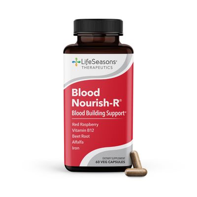 LifeSeasons Blood Nourish-R - Iron Deficiency Supplement - Non Constipating - Supports Anemia, Fatigue, Paleness Dizziness - Blood Building - Iron, Alfalfa, Beet Root Vitamin B-12-60 Capsules