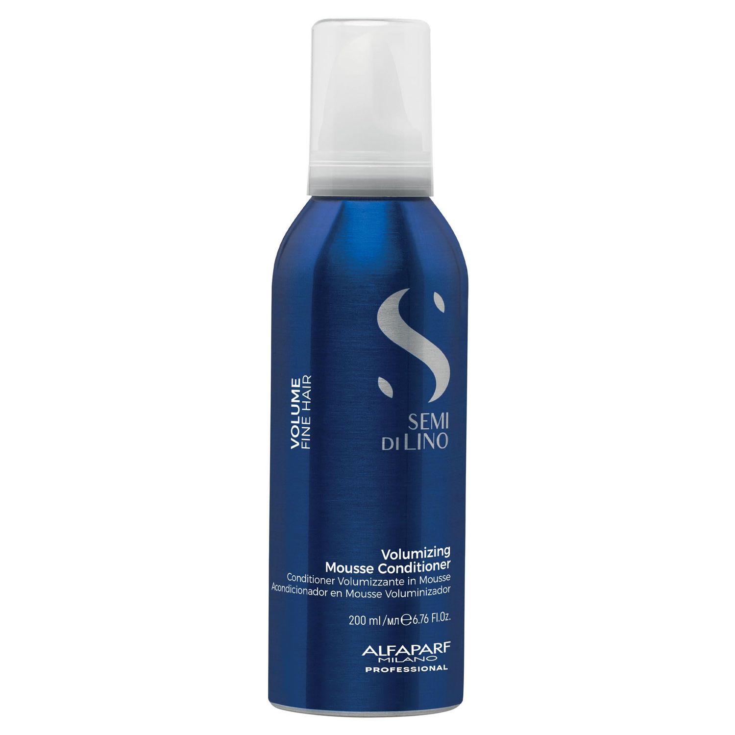 Alfaparf Milano Semi Di Lino Volume Mousse Conditioner for Fine Hair - Anti Frizz Hair Conditioner to Add Volume Body - Hair Thickening Foam - Sulfate Free Professional Salon Quality (6.76 Fl Oz)