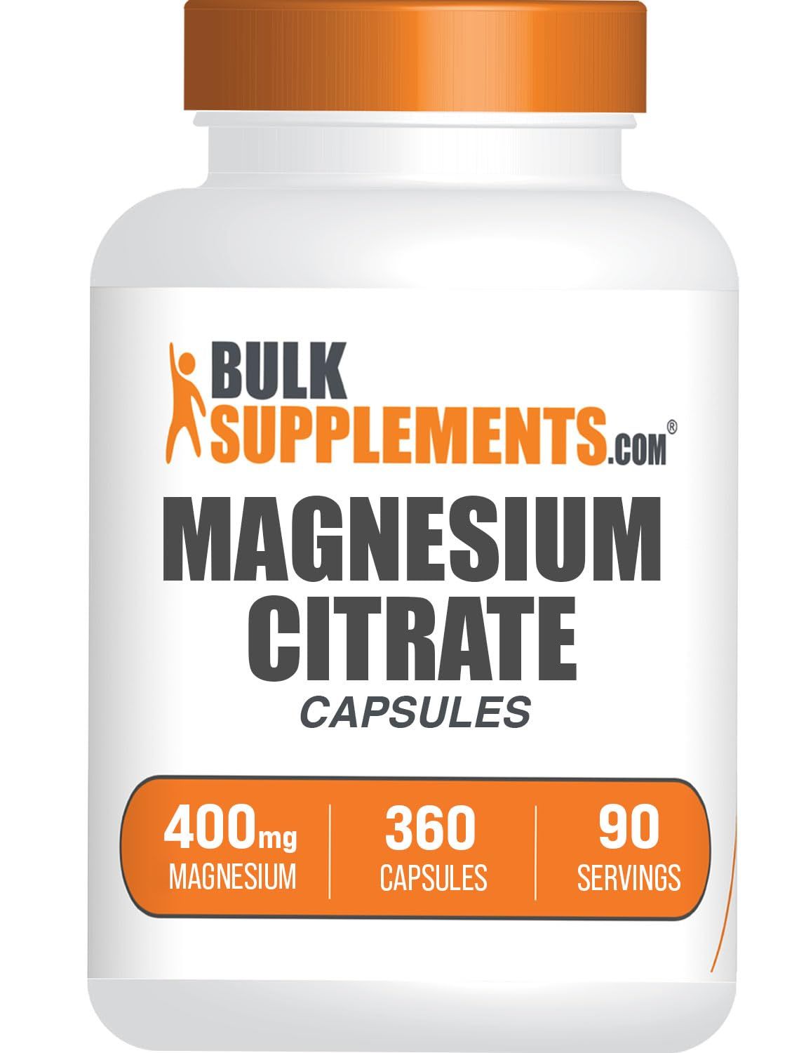 BulkSupplements.com Magnesium Citrate Capsules - Magnesium Supplement, Magnesium Citrate 400mg - Gluten Free, 4 Capsules per Serving, 360 Count (Pack of 1)