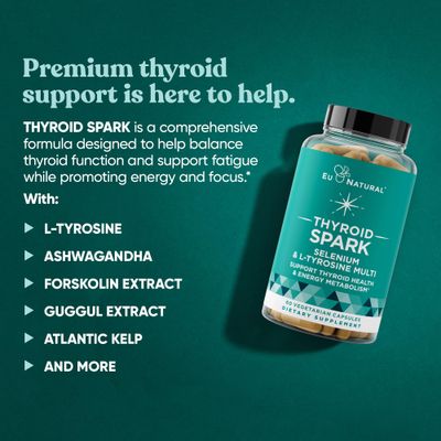 Spark Energy Support - Thrive, Naturally Fight Fatigue, Balance Hormones, Promote Focused Energy - Zinc, Selenium, Iodine - 60 Vegetarian Soft Capsules