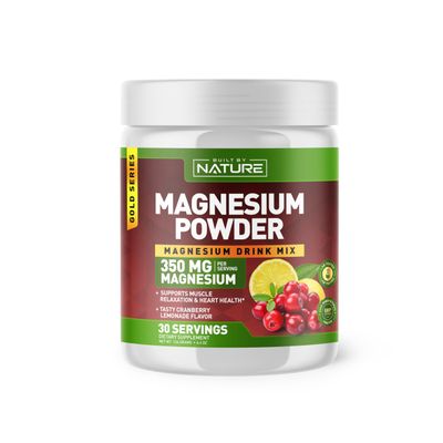 Built by Nature Magnesium Powder - Anti-Stress Drink Mix for Calm Regularity - Magnesium Citrate Supplement - Relaxation, Muscle Heart Support - Cranberry Lemonade Flavor - 30 Servings