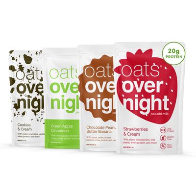 Oats Overnight -Classic Variety Pack High Protein, High Fiber Breakfast Shake - Gluten Free, Non GMO Oatmeal Strawberries Cream, Green Apple Cinnamon More (8 Pack)