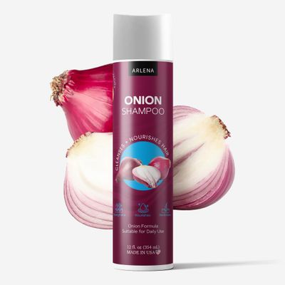 ARLENA Onion Shampoo - Hair Growth Strengthening Shampoo with Onion Extract, Biotin Keratin - For Dry Damaged Hair - Sulfate-Free - 12 fl oz