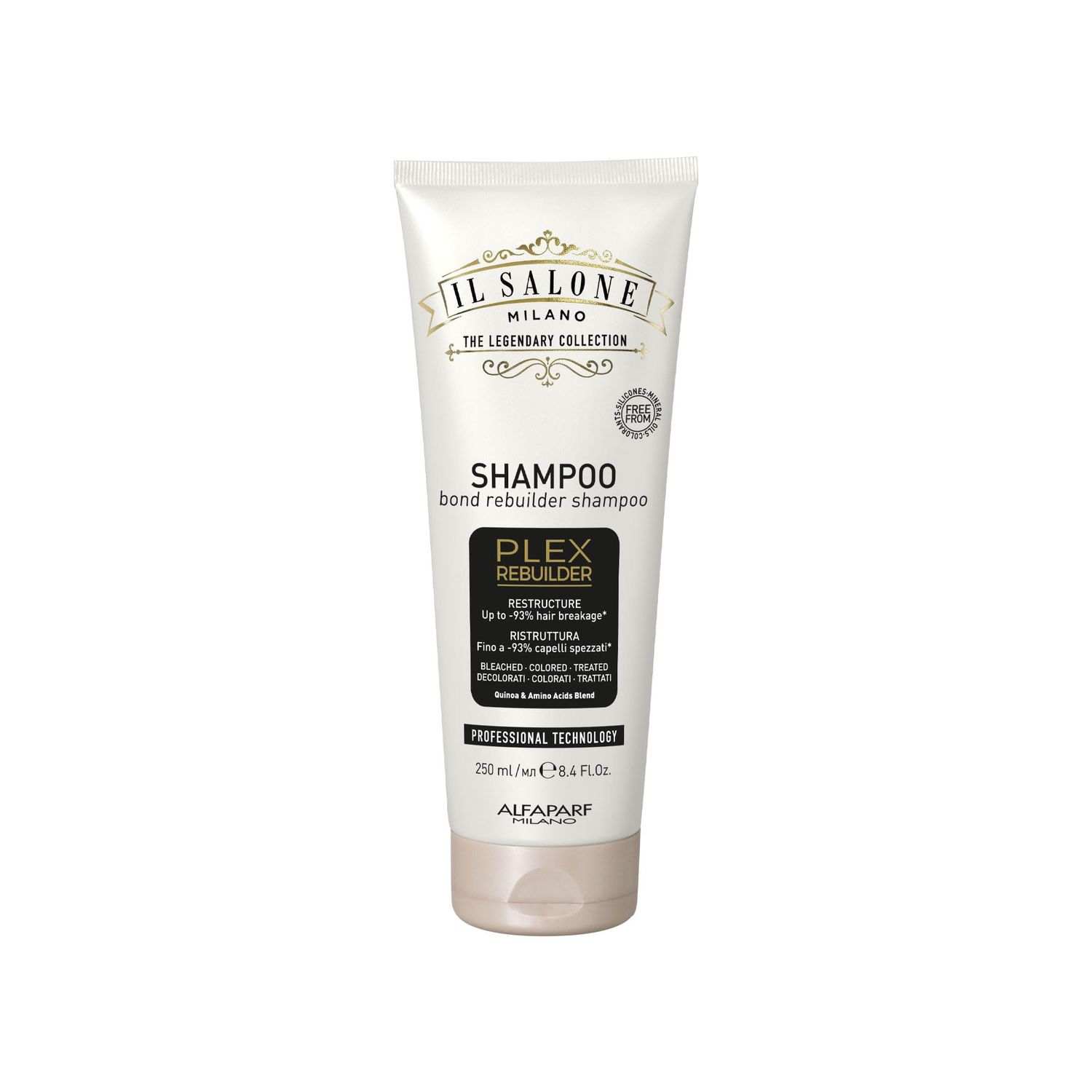 Il Salone Milano Professional Plex Rebuilder Shampoo for Bleached, Colored, Treated Hair - Restores and Restructures - Bond rebuilder - Premium Quality - 8.45 Fl. Oz. 250 ml