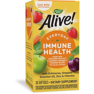 Nature&#39;s Way Alive! Everyday Immune Health with Echinacea Zinc, Immune Health and General Wellbeing, 30 Softgels