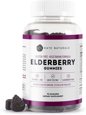 Kate Naturals Elderberry Gummies with Vitamin C and Zinc for Adults Kids. Tasty Sambucus Elderberry Gummies for Immune Support (90 Gummies, 45 Day Supply)