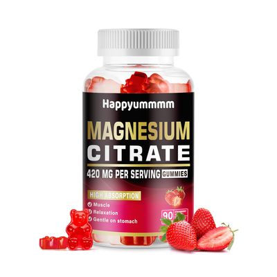 Magnesium Citrate Gummies 420mg per Serving - 90 Vegan Gummies - Promotes Healthy Relaxation, Muscle, Bone, Energy Support (90 Strawberry Gummies).