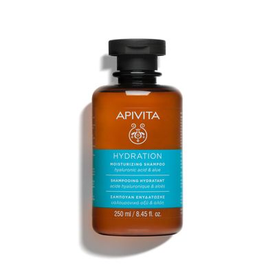 APIVITA Hydration Moisturizing Shampoo Moisturizing with Hyaluronic Acid, Aloe Honey, Silicone-Free, 250 mL 8.45 oz