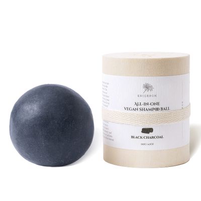 ERIGERON All-In-One Black Charcoal Shampoo Bar for Every Hair Type Skin Types, Cruelty-Free, Vegan, Natural Ingredients Handmade with No Plastic, Eco-Friendly Zero Waste
