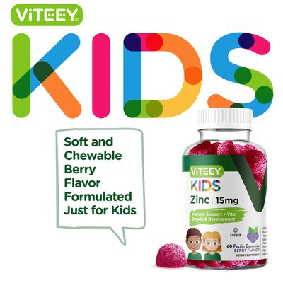 Zinc for Kids Gummies, 15mg - Immune Support for Kids Teens - Powerful Natural Antioxidant, Kids Zinc Vitamin Supplement - Vegan, Gelatin Free, Gluten Free - Tasty Chewable Berry Flavor Gummy